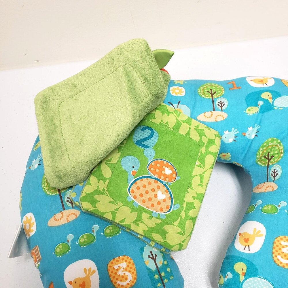 Boppy Tummy Time Pillow Blue Baby Crinkle Book Teether Toy - Picture 3 of 7